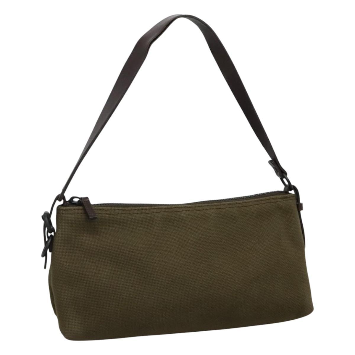 GUCCI Hand Bag Canvas Leather Khaki Auth ti2753