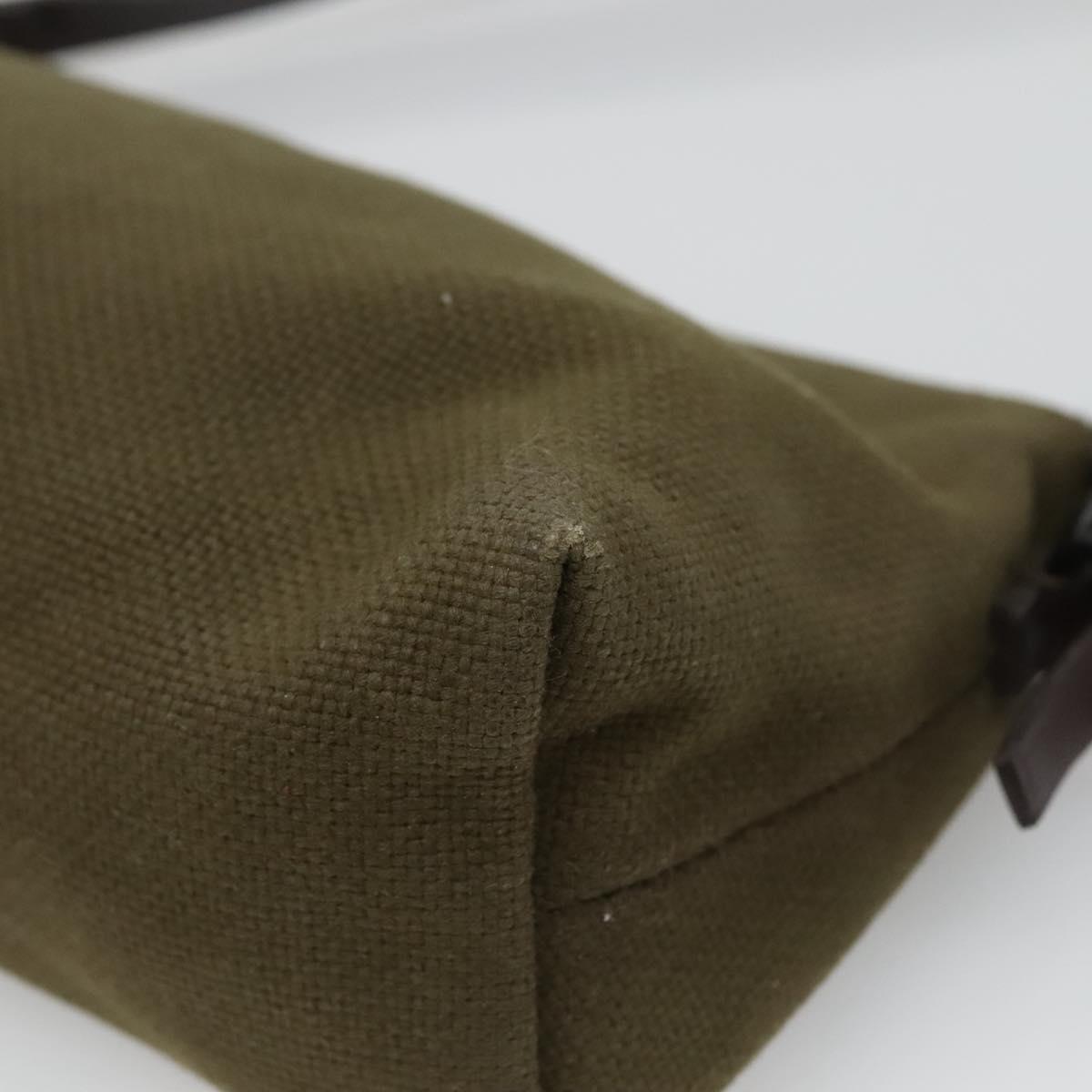 GUCCI Hand Bag Canvas Leather Khaki Auth ti2753