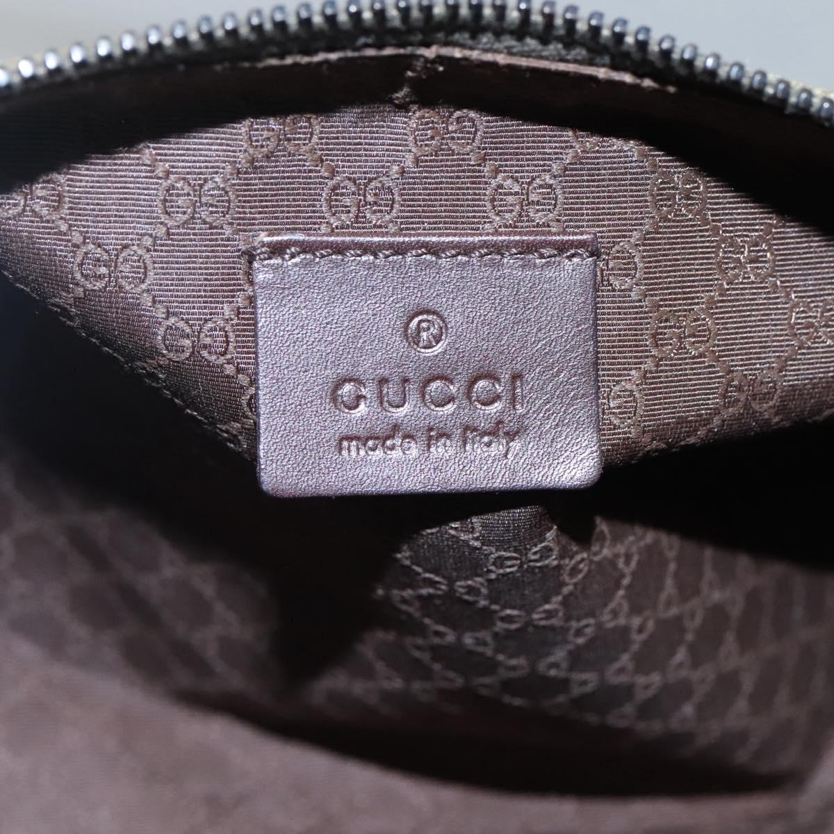 GUCCI Hand Bag Canvas Leather Khaki Auth ti2753