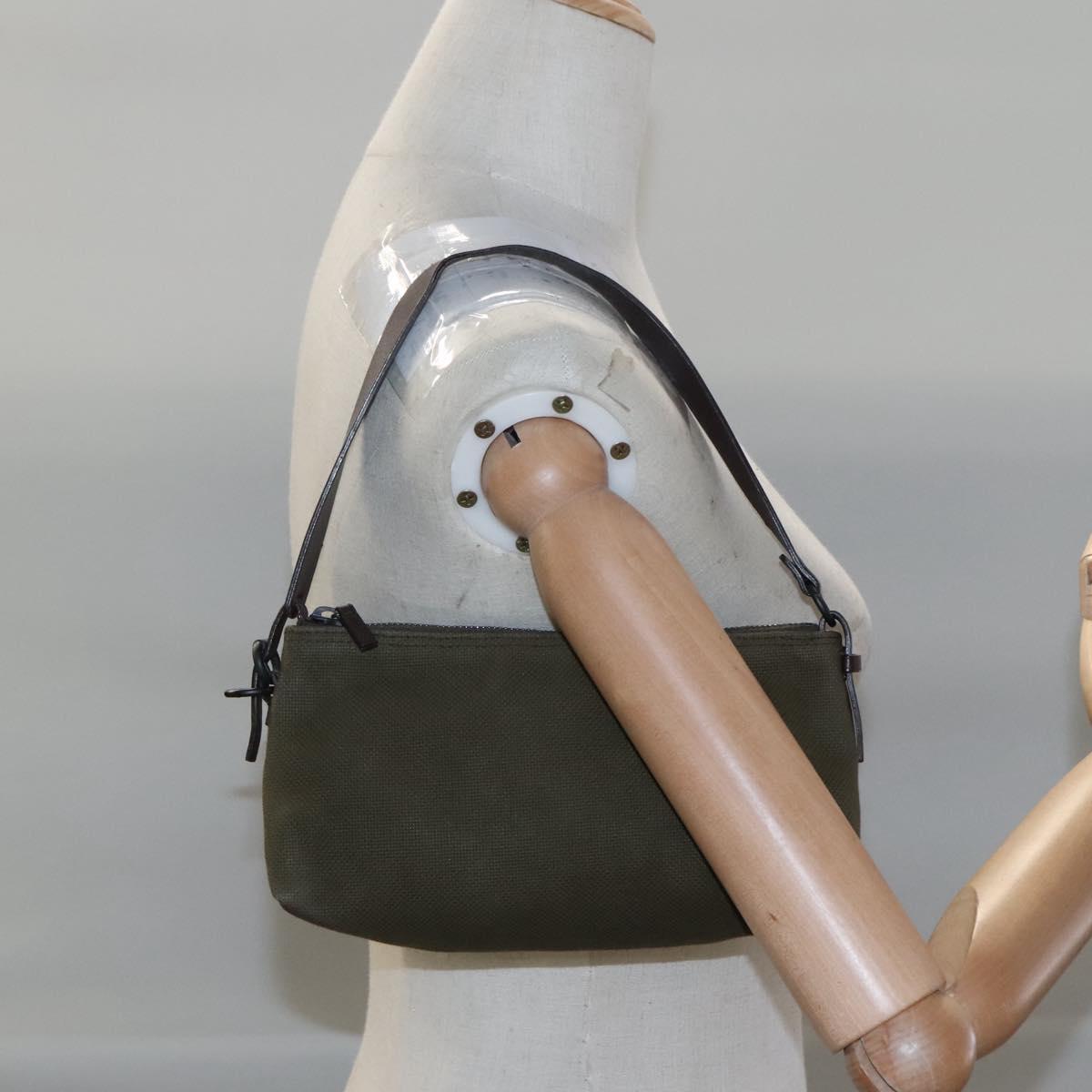 GUCCI Hand Bag Canvas Leather Khaki Auth ti2753