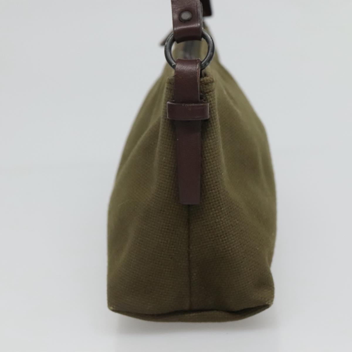 GUCCI Hand Bag Canvas Leather Khaki Auth ti2753