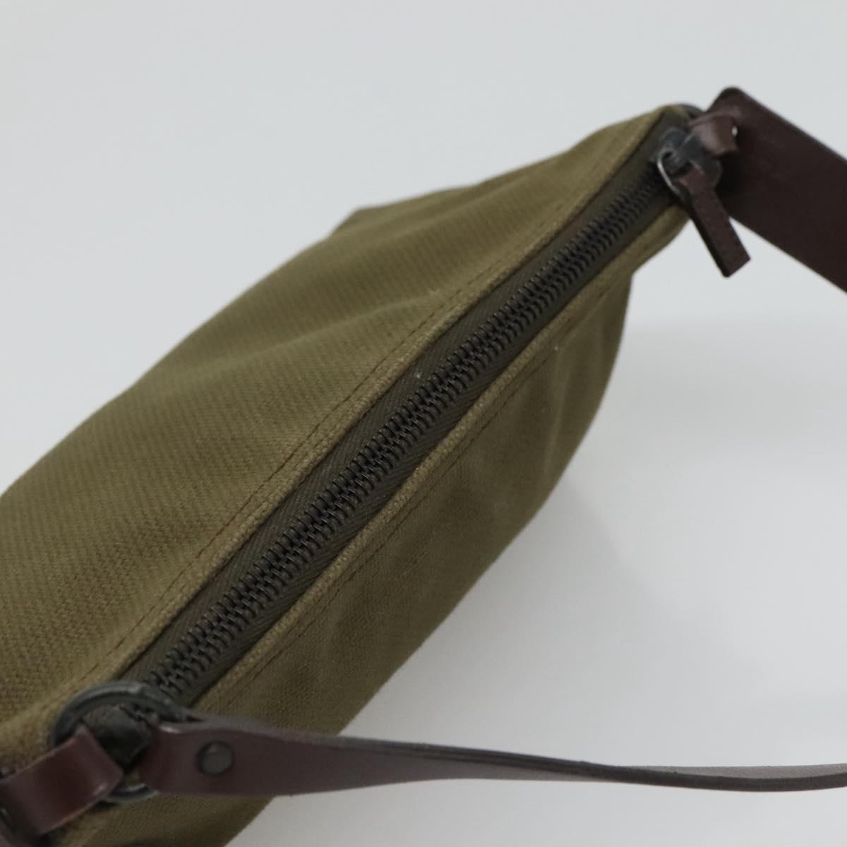 GUCCI Hand Bag Canvas Leather Khaki Auth ti2753