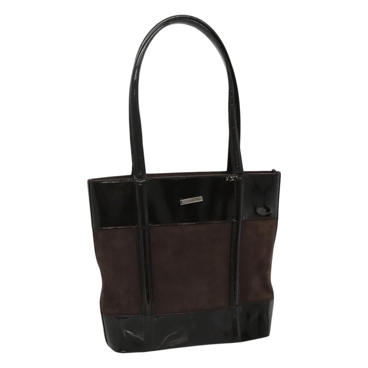 GUCCI Tote Bag Suede Leather Brown Auth ti2756