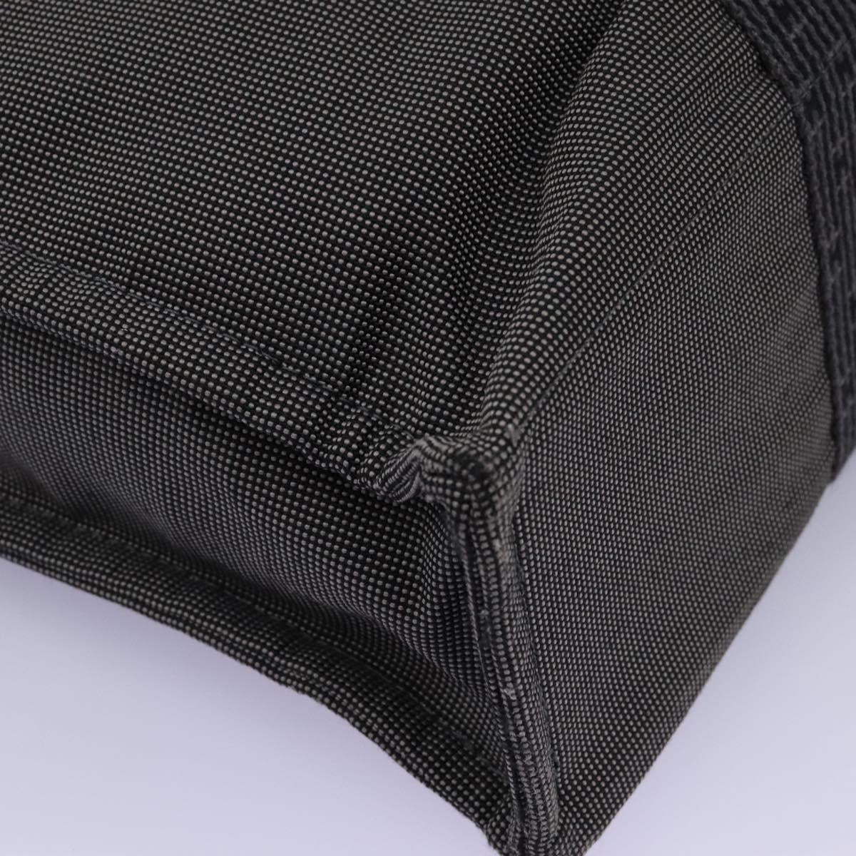 HERMES Her Line MM Hand Bag Canvas Gray Silver Auth ti2761