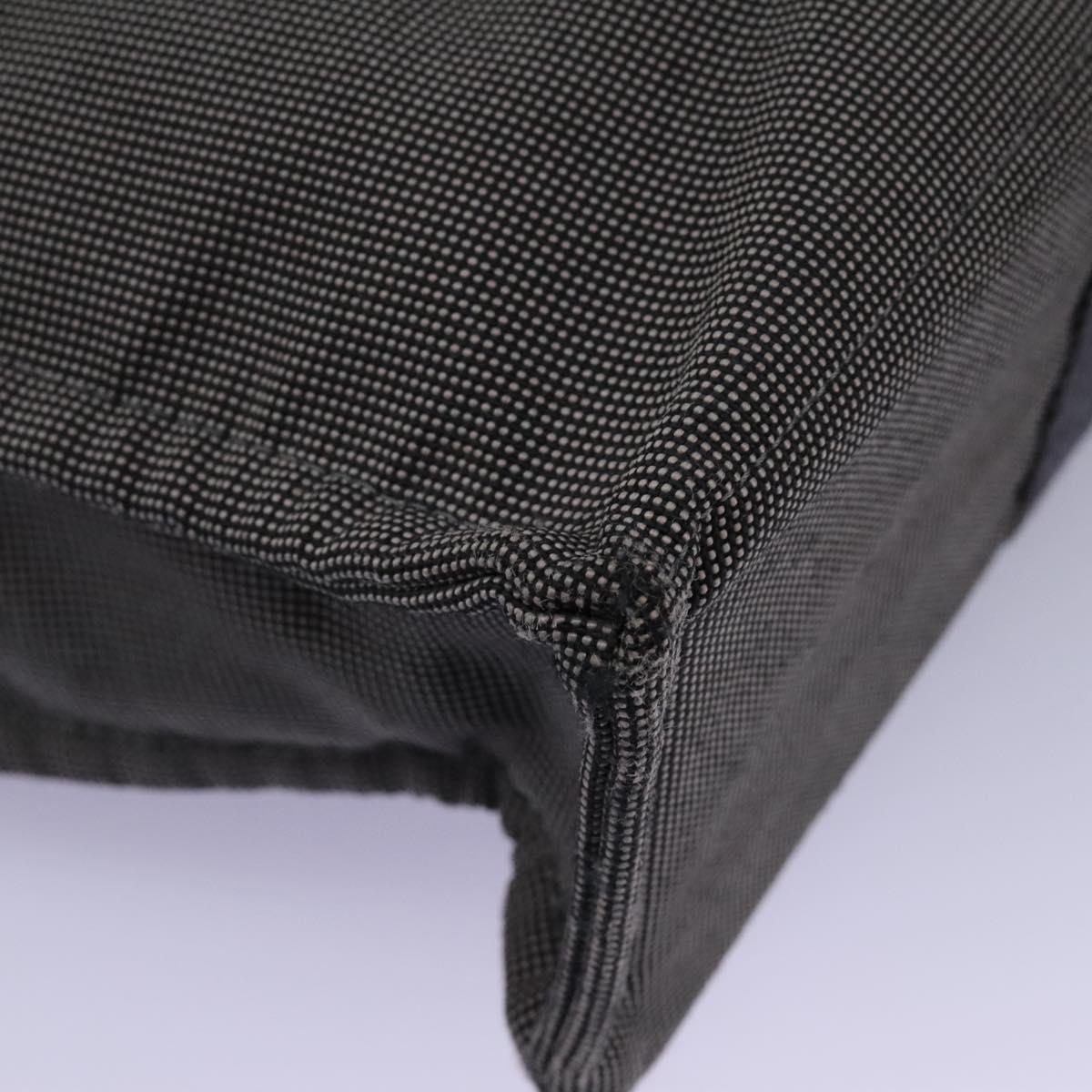 HERMES Her Line MM Hand Bag Canvas Gray Silver Auth ti2761