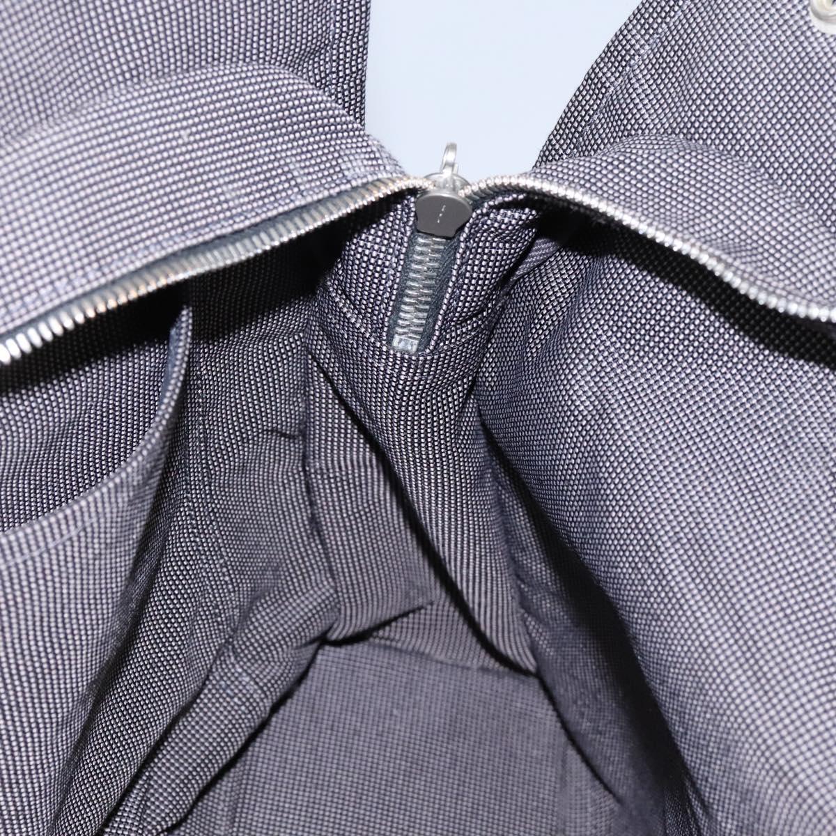 HERMES Her Line MM Hand Bag Canvas Gray Silver Auth ti2761