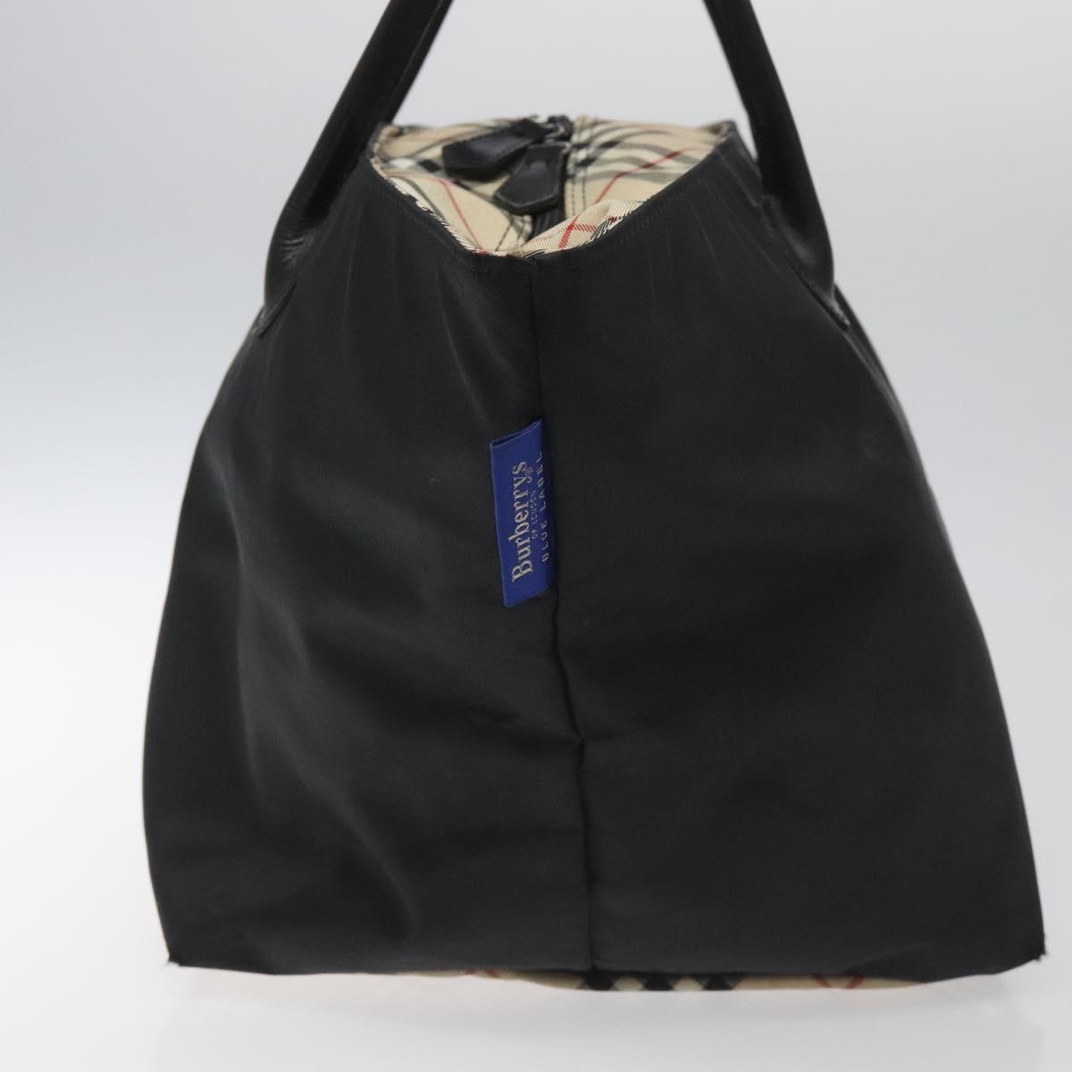 Burberrys Nova Check Blue Label Tote Bag Nylon Beige Black Auth ti2769