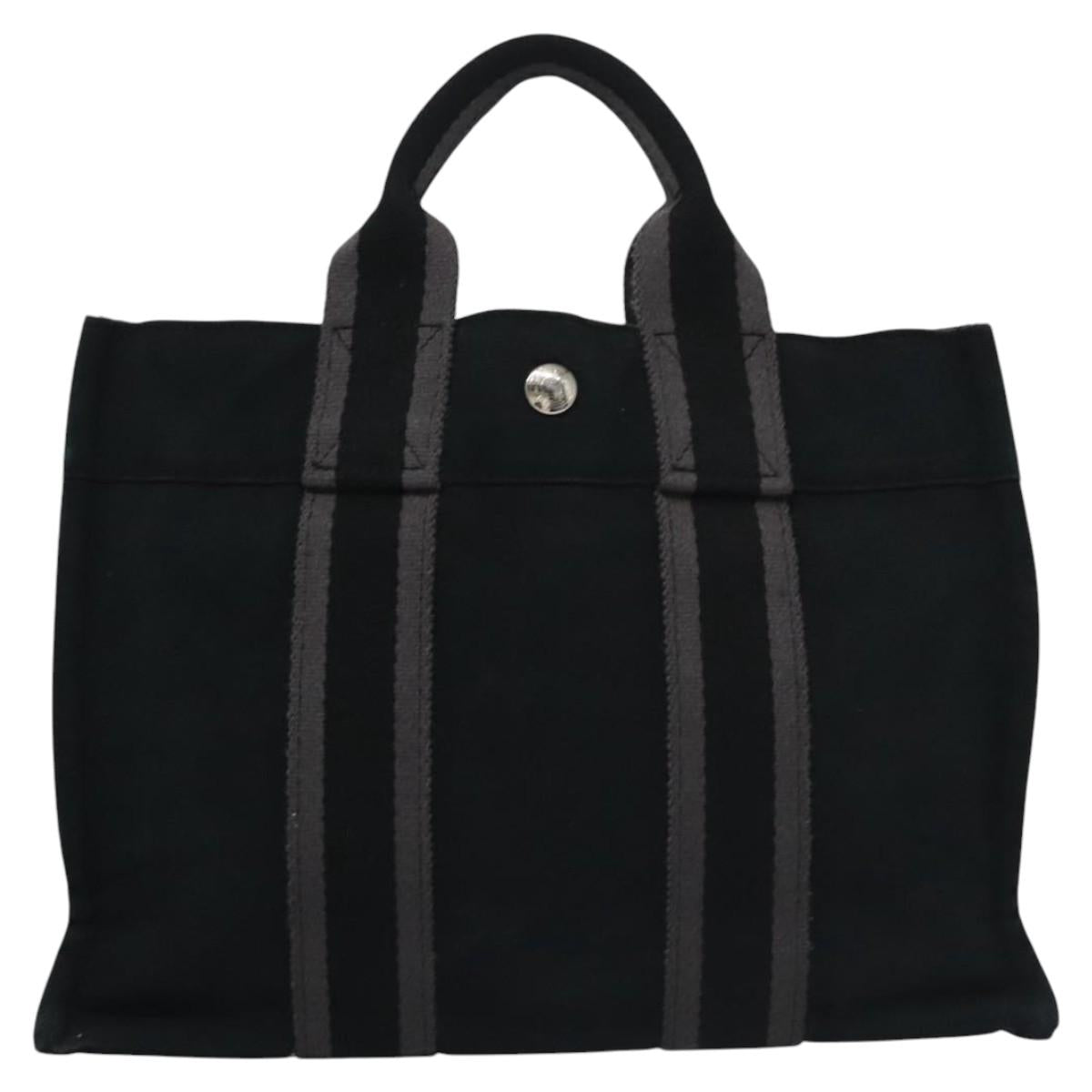 HERMES Fourre Tout PM Hand Bag Canvas Black Auth ti2780