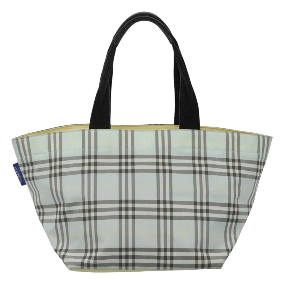 Burberrys Blue Label Nova Check Tote Bag Nylon Light Blue Auth ti2782