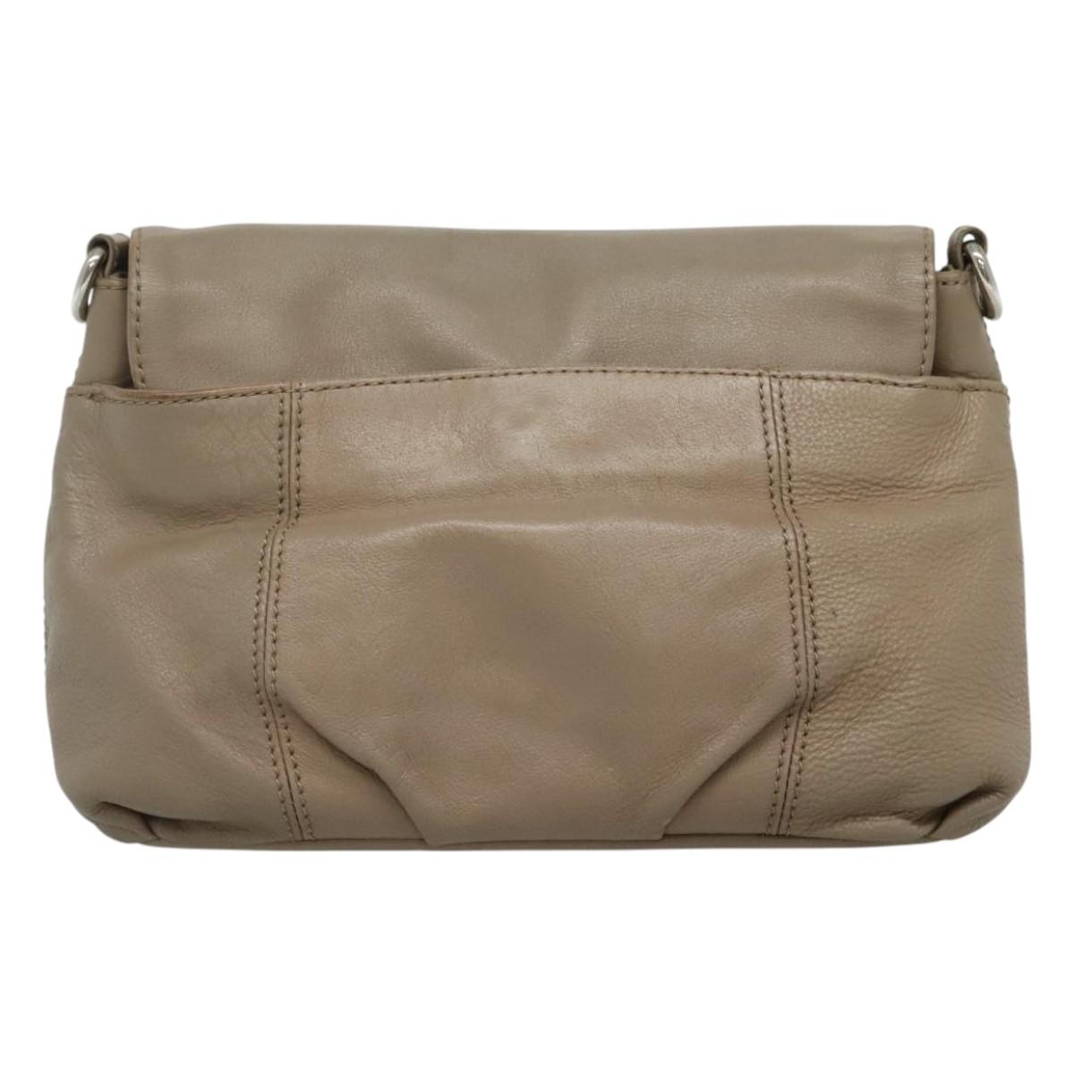 BURBERRY Blue Label Shoulder Bag Leather Beige Gold Auth ti2790