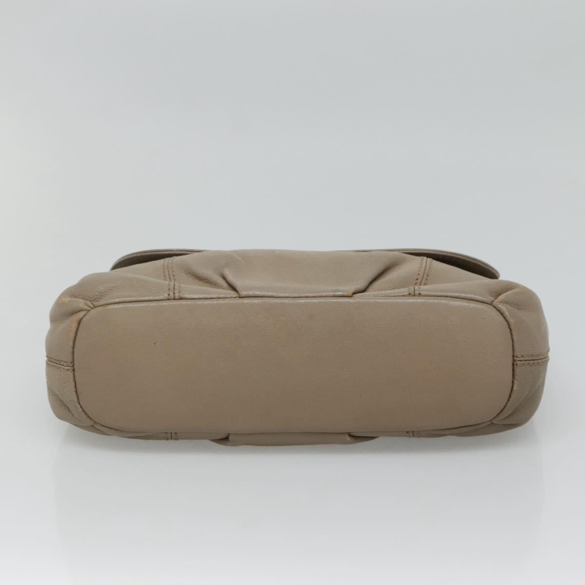 BURBERRY Blue Label Shoulder Bag Leather Beige Gold Auth ti2790