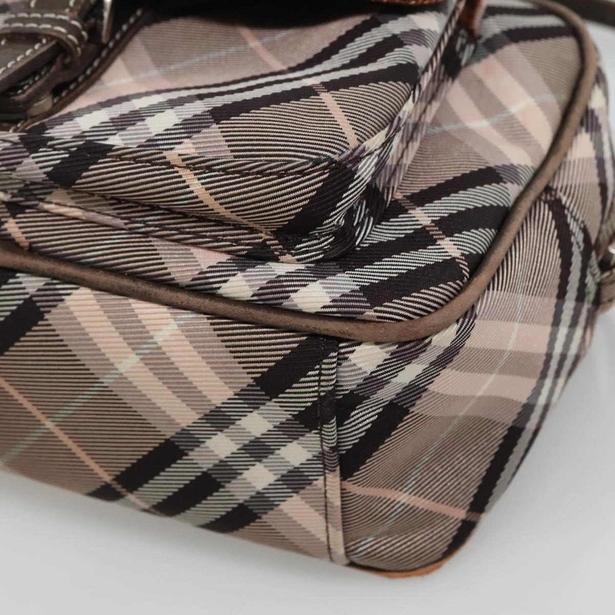 BURBERRY Nova Check Blue Label Shoulder Bag Nylon Black Auth ti2792