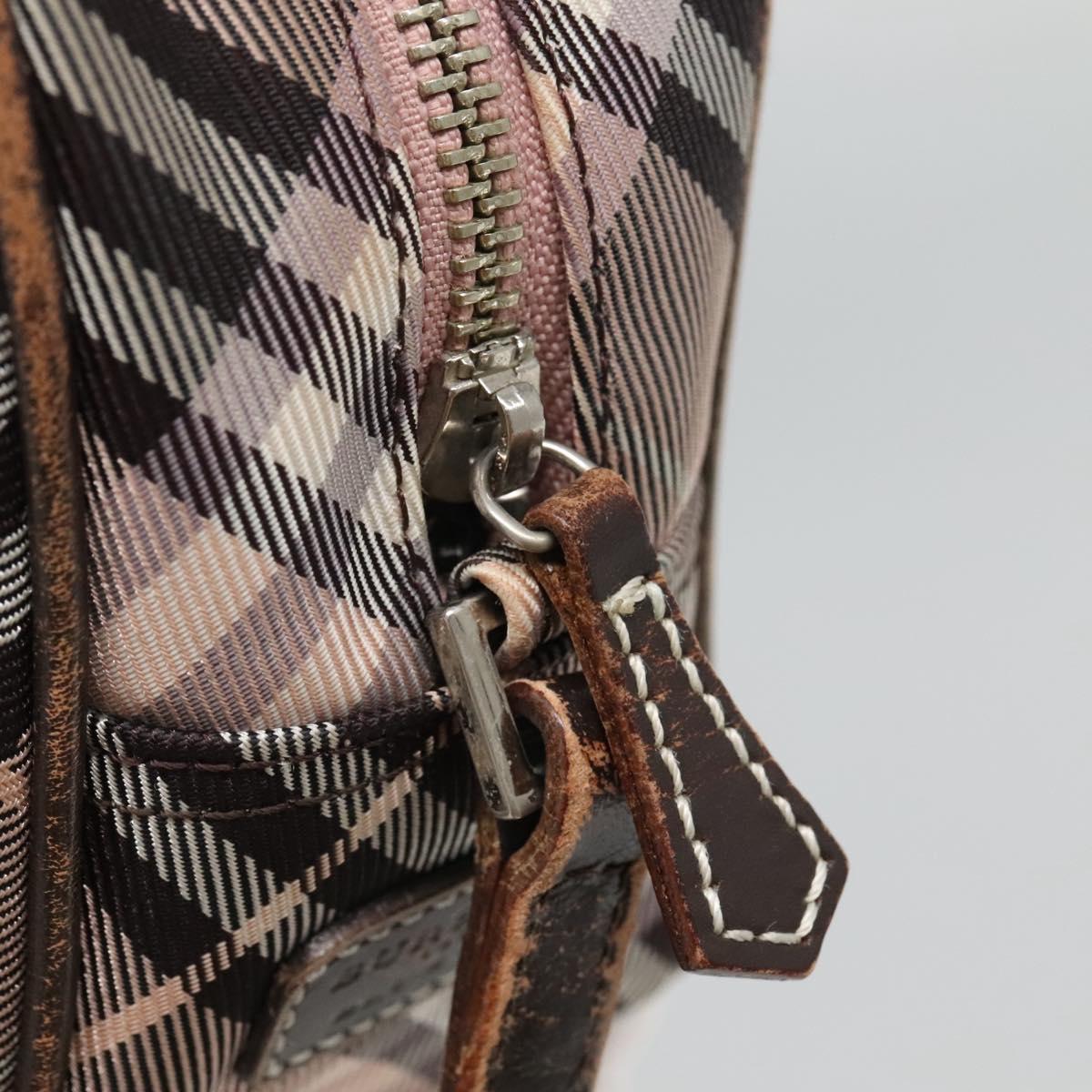 BURBERRY Nova Check Blue Label Shoulder Bag Nylon Black Auth ti2792