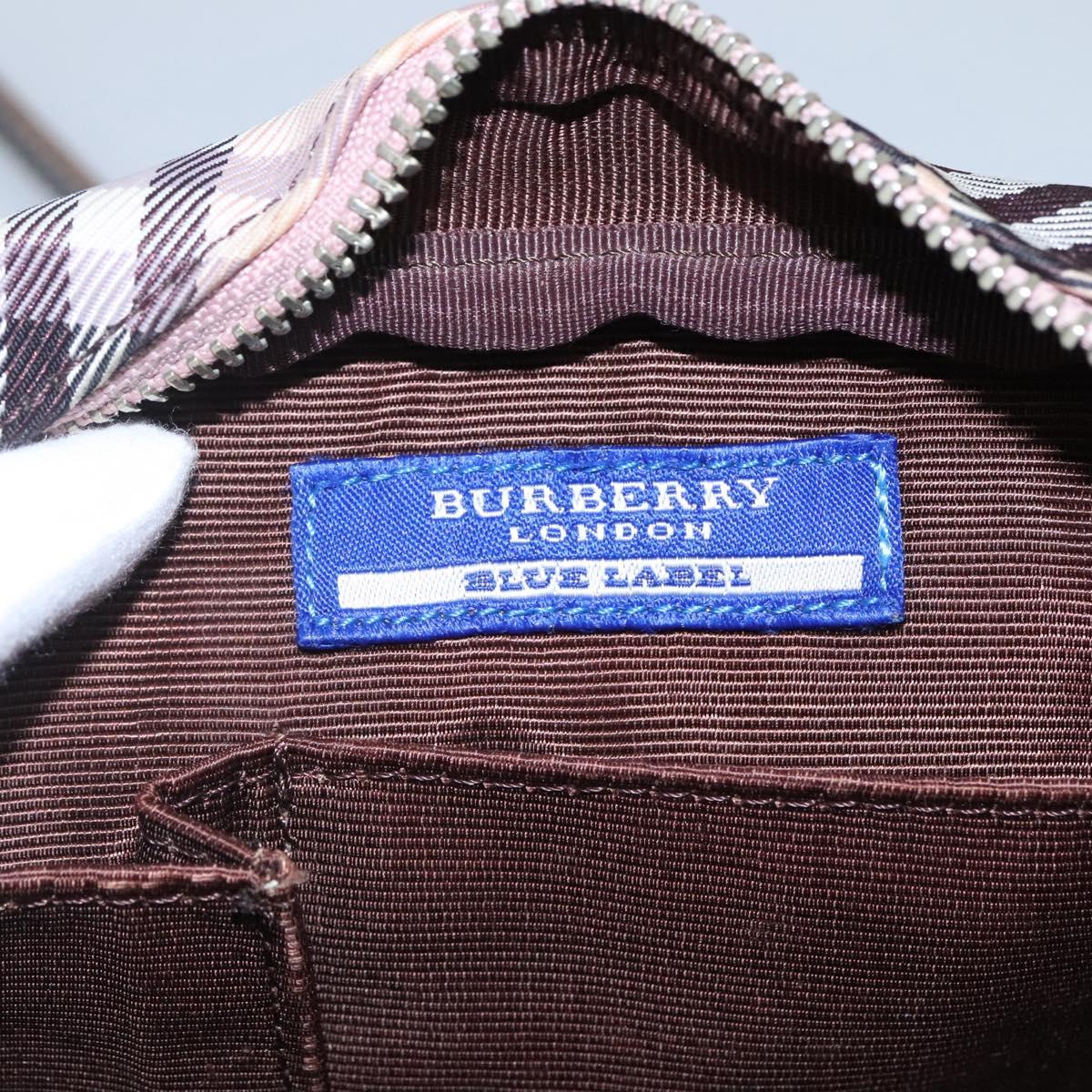 BURBERRY Nova Check Blue Label Shoulder Bag Nylon Black Auth ti2792