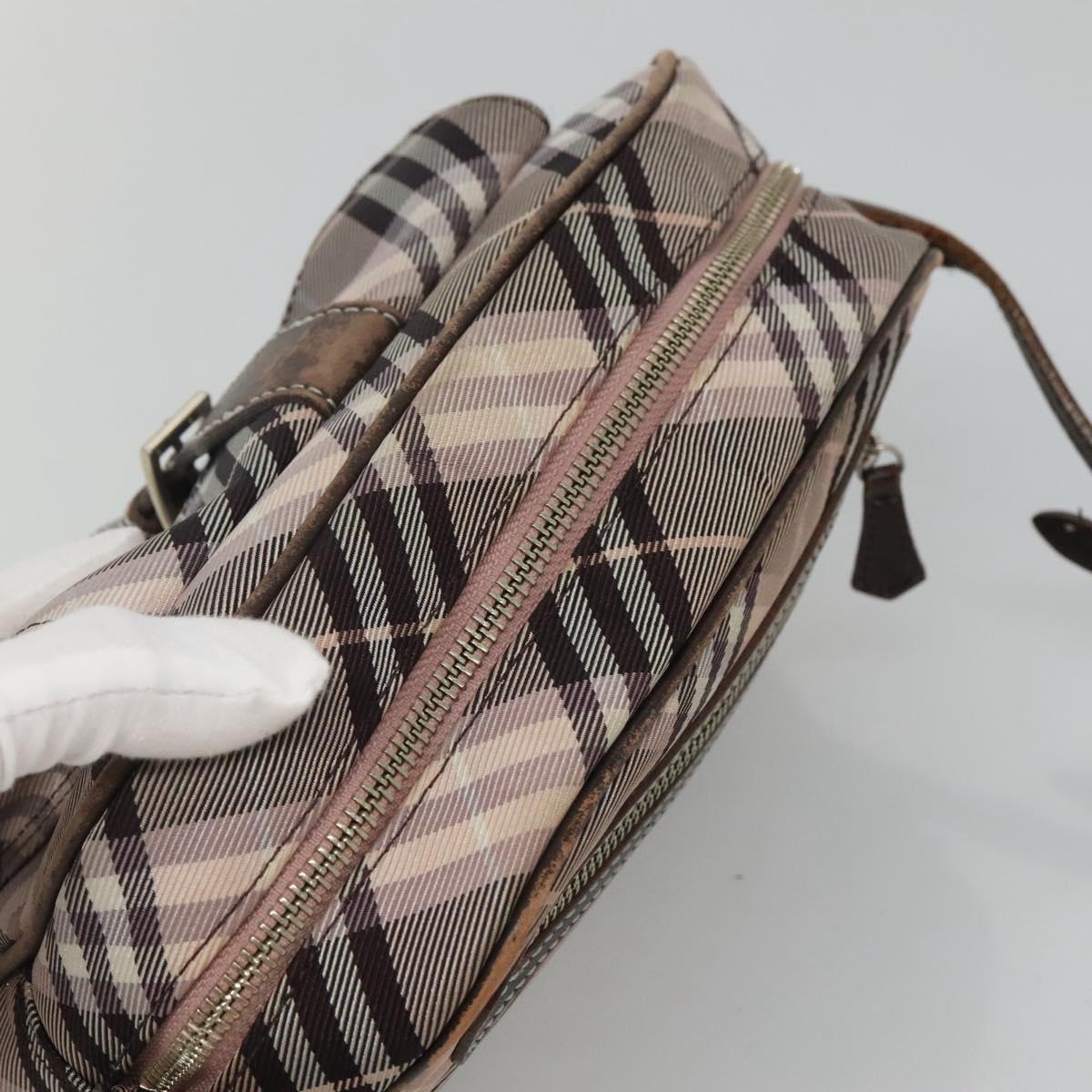 BURBERRY Nova Check Blue Label Shoulder Bag Nylon Black Auth ti2792