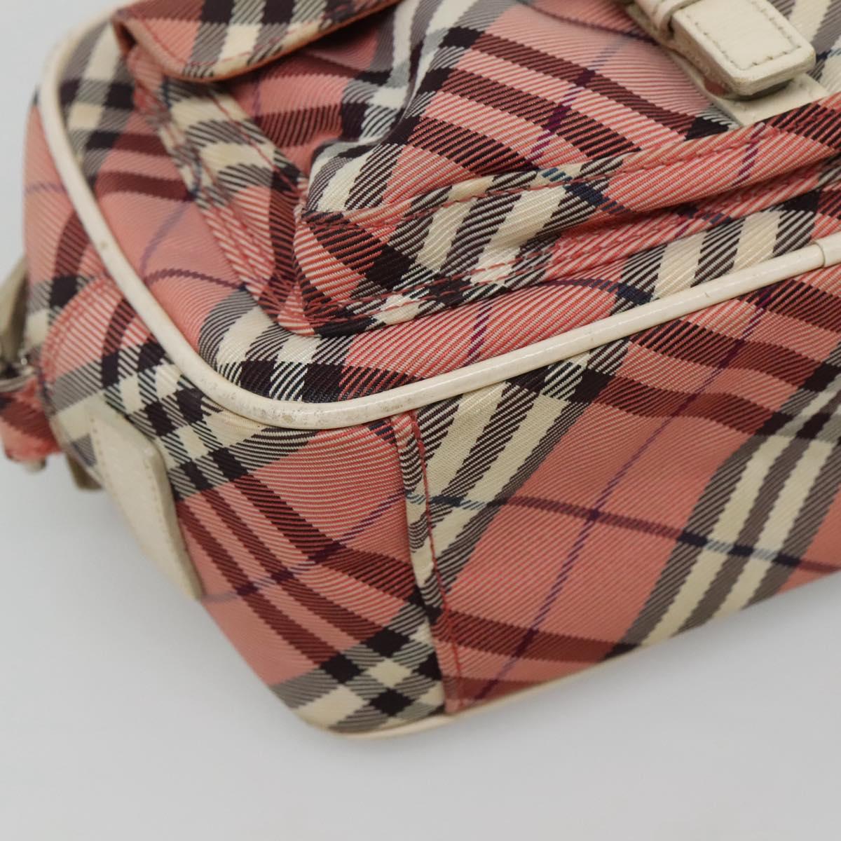 BURBERRY Nova Check Blue Label Shoulder Bag Canvas Red Auth ti2797