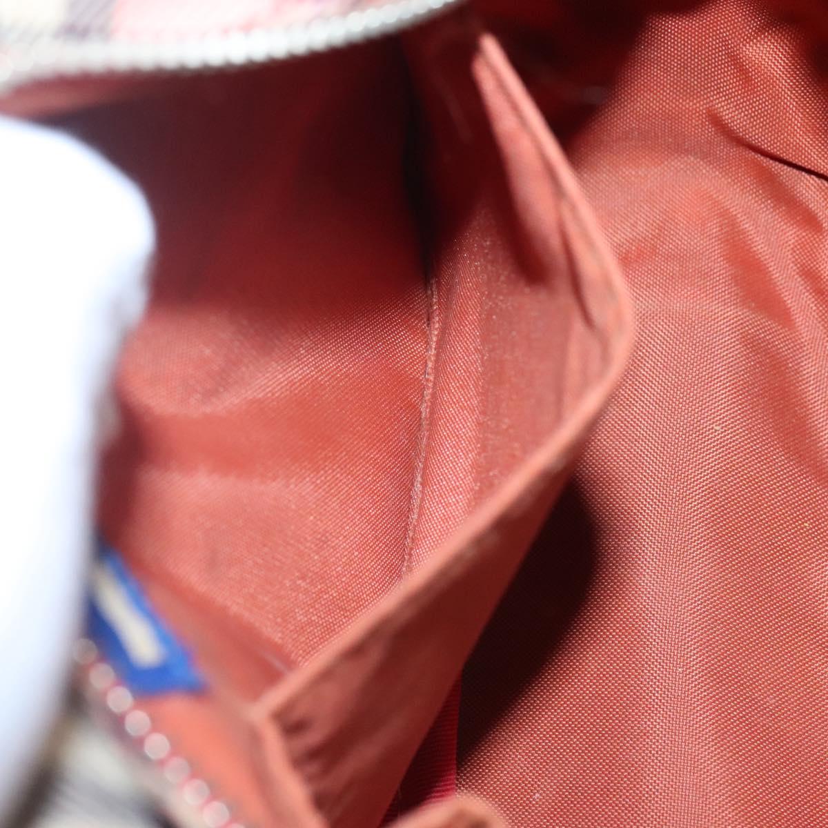 BURBERRY Nova Check Blue Label Shoulder Bag Canvas Red Auth ti2797