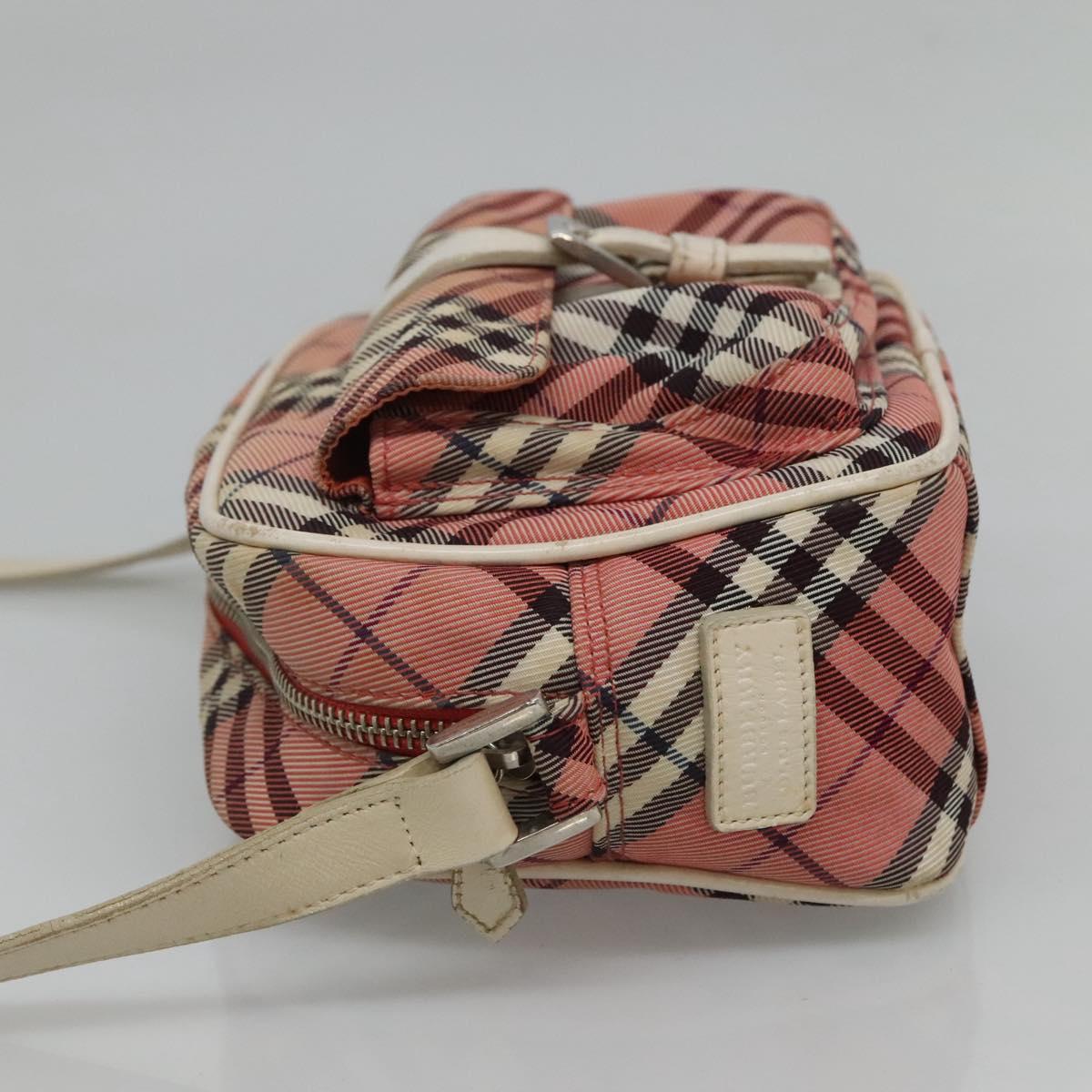 BURBERRY Nova Check Blue Label Shoulder Bag Canvas Red Auth ti2797
