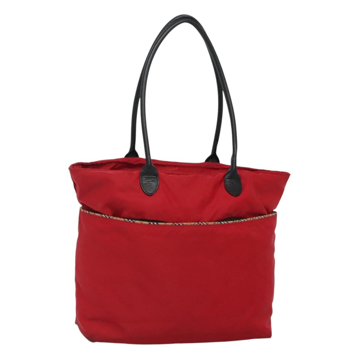 BURBERRY Tote Bag Nylon Red Auth ti2806