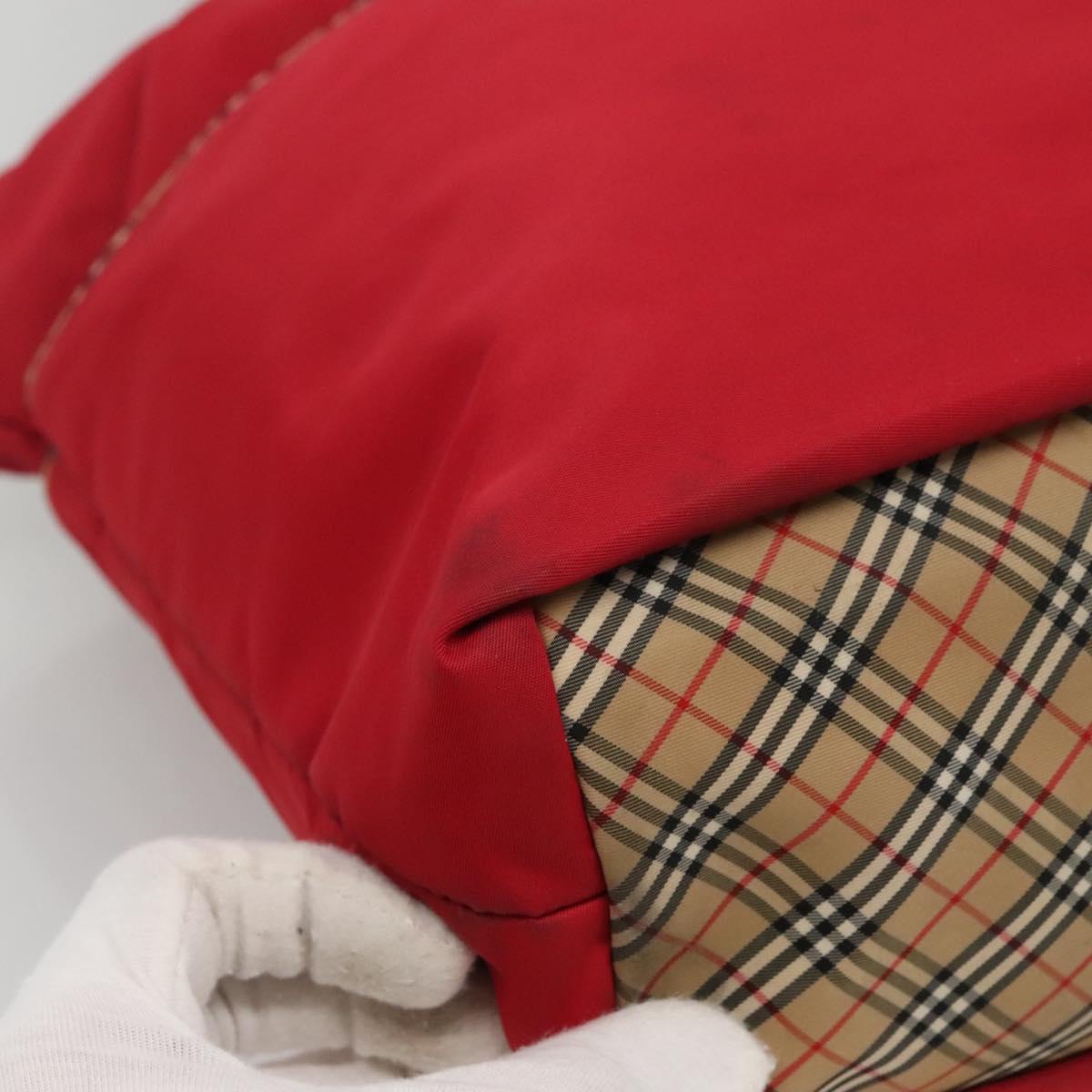 BURBERRY Tote Bag Nylon Red Auth ti2806