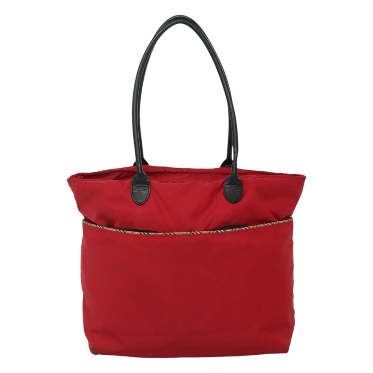 BURBERRY Tote Bag Nylon Red Auth ti2806