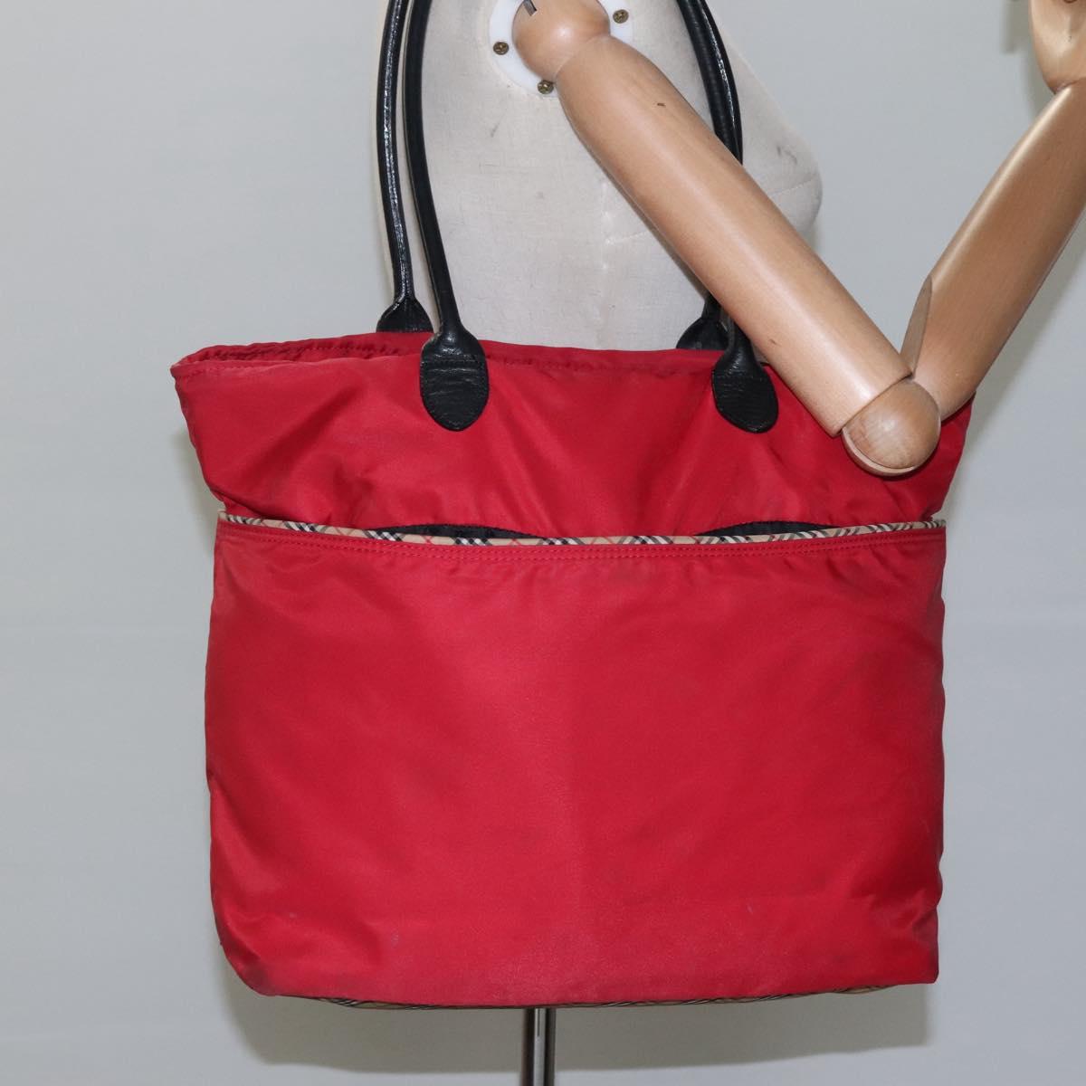 BURBERRY Tote Bag Nylon Red Auth ti2806
