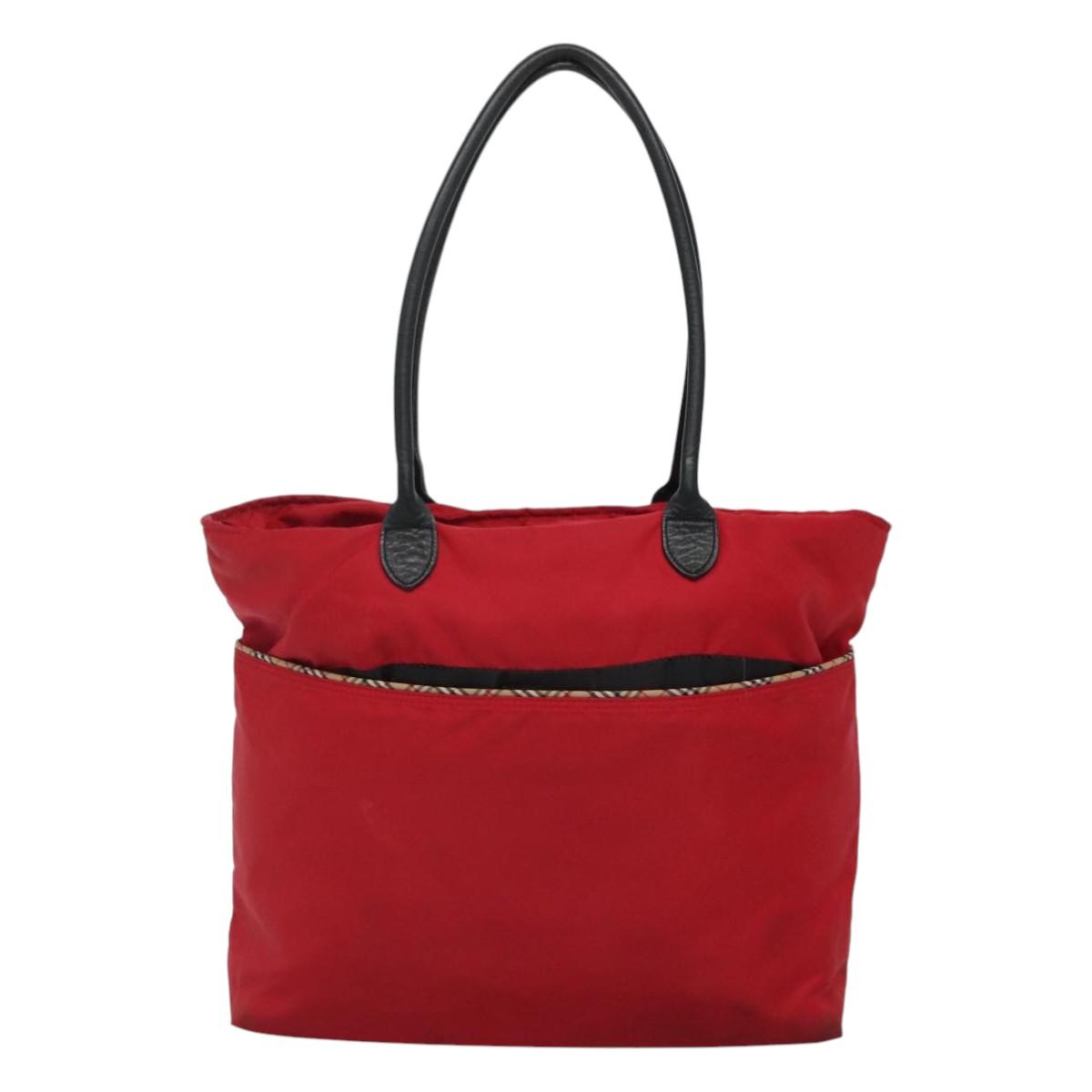 BURBERRY Tote Bag Nylon Red Auth ti2806