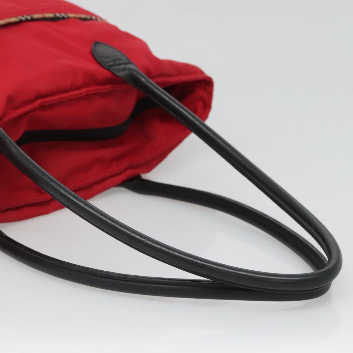 BURBERRY Tote Bag Nylon Red Auth ti2806