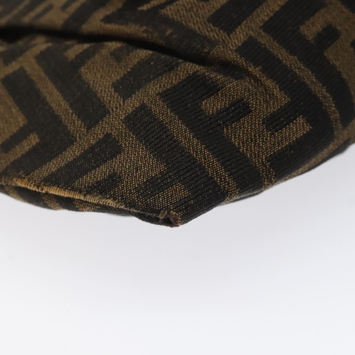 FENDI Zucca Canvas Shoulder Bag Brown Black Auth ti2809