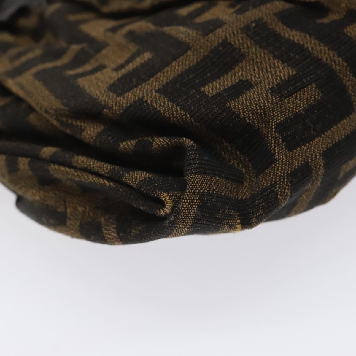 FENDI Zucca Canvas Shoulder Bag Brown Black Auth ti2809