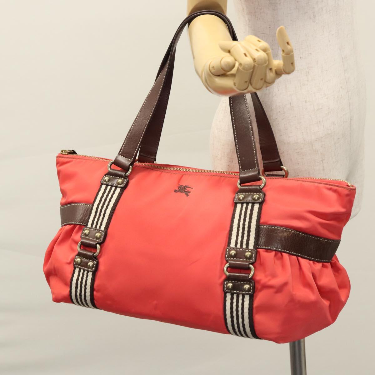 BURBERRY Blue Label Tote Bag Nylon Red Auth ti2825