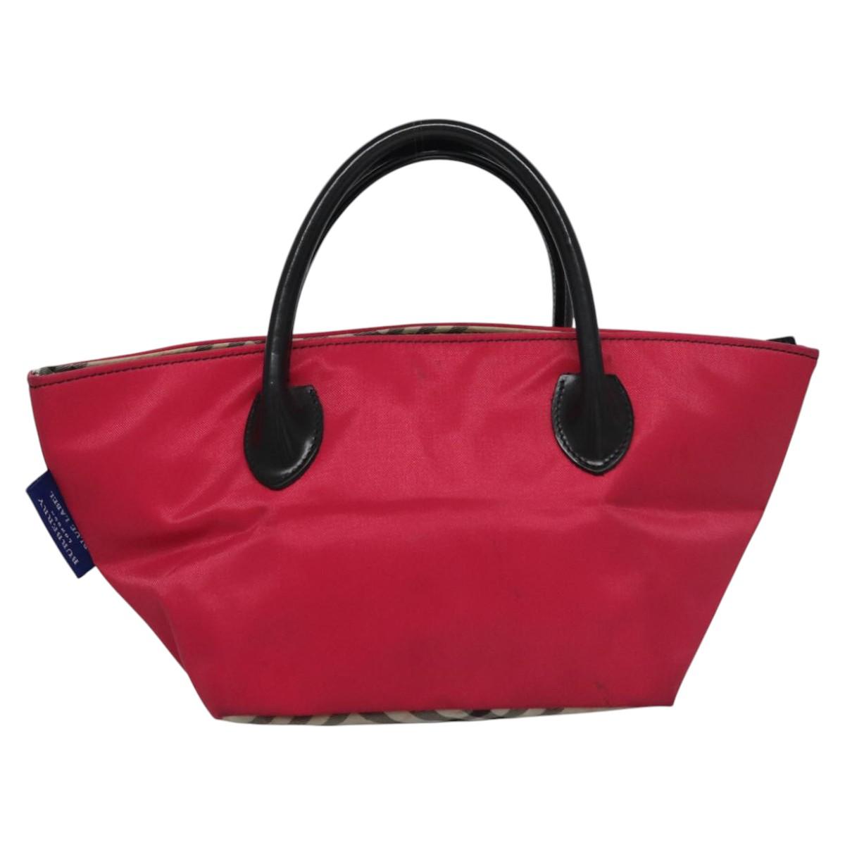 BURBERRY Blue Label Hand Bag Nylon Pink Auth ti2827