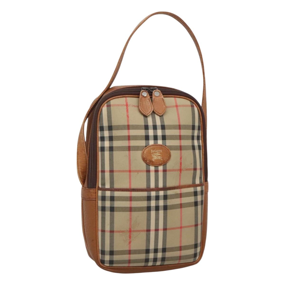 Burberrys Nova Check Blue Label Shoulder Bag Canvas Beige Auth ti2830