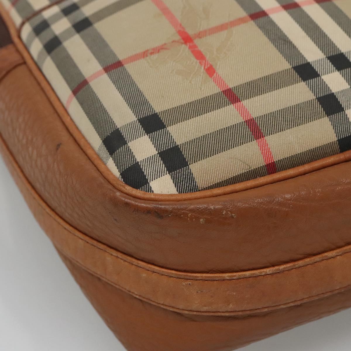 Burberrys Nova Check Blue Label Shoulder Bag Canvas Beige Auth ti2830