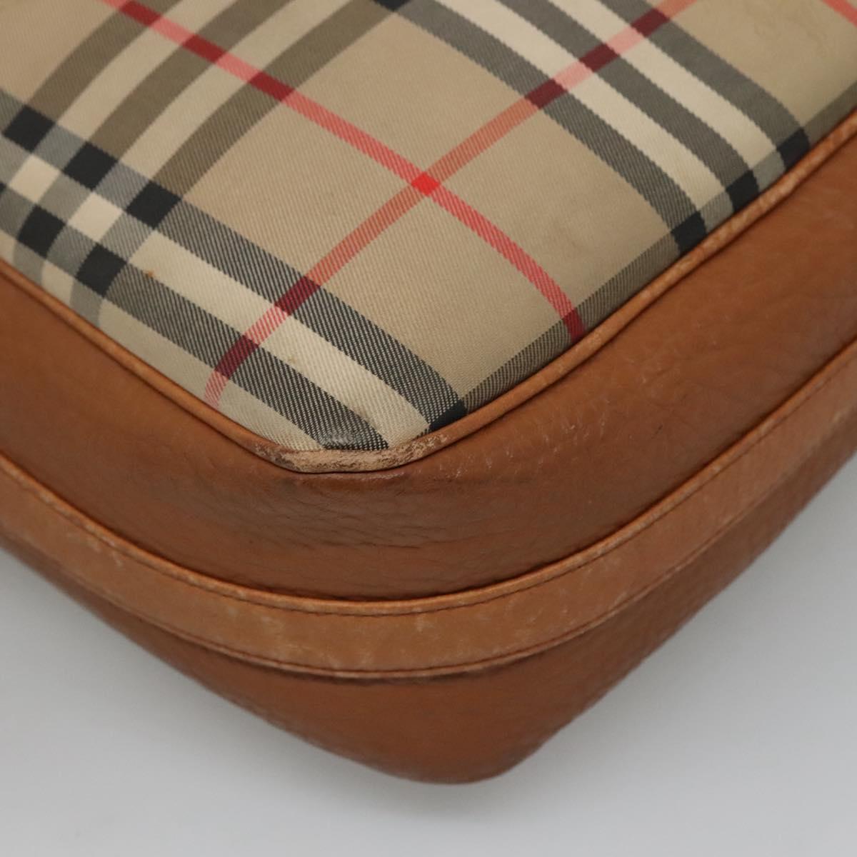 Burberrys Nova Check Blue Label Shoulder Bag Canvas Beige Auth ti2830