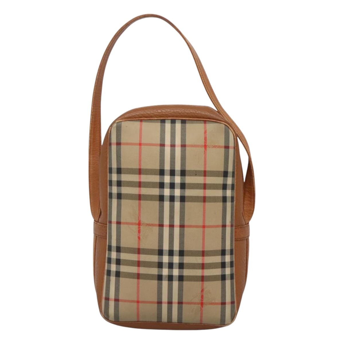 Burberrys Nova Check Blue Label Shoulder Bag Canvas Beige Auth ti2830