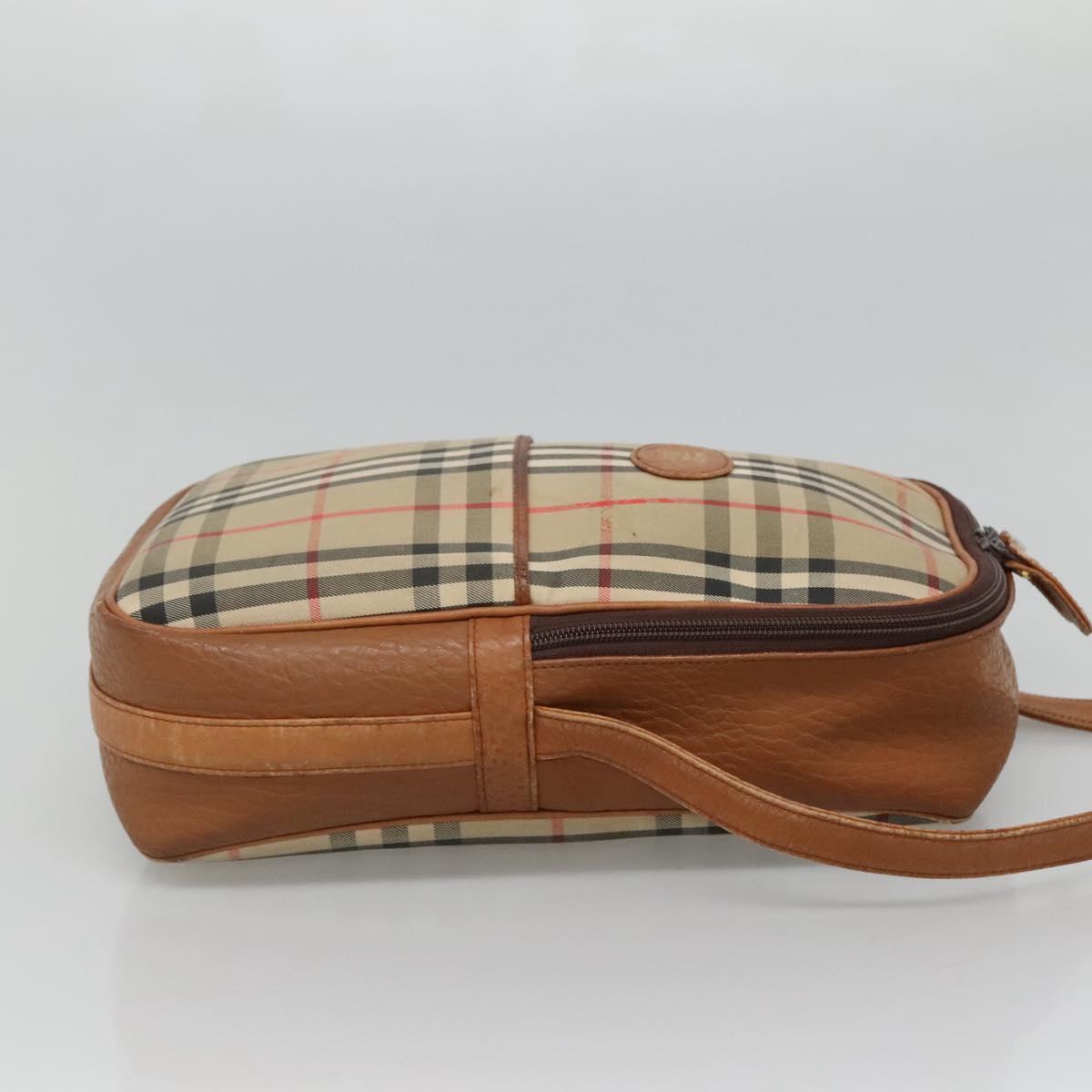 Burberrys Nova Check Blue Label Shoulder Bag Canvas Beige Auth ti2830