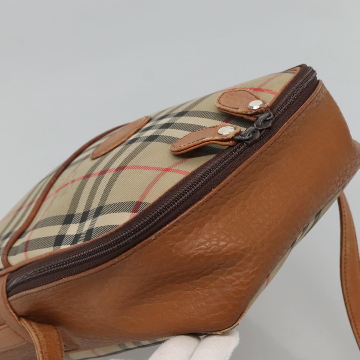 Burberrys Nova Check Blue Label Shoulder Bag Canvas Beige Auth ti2830