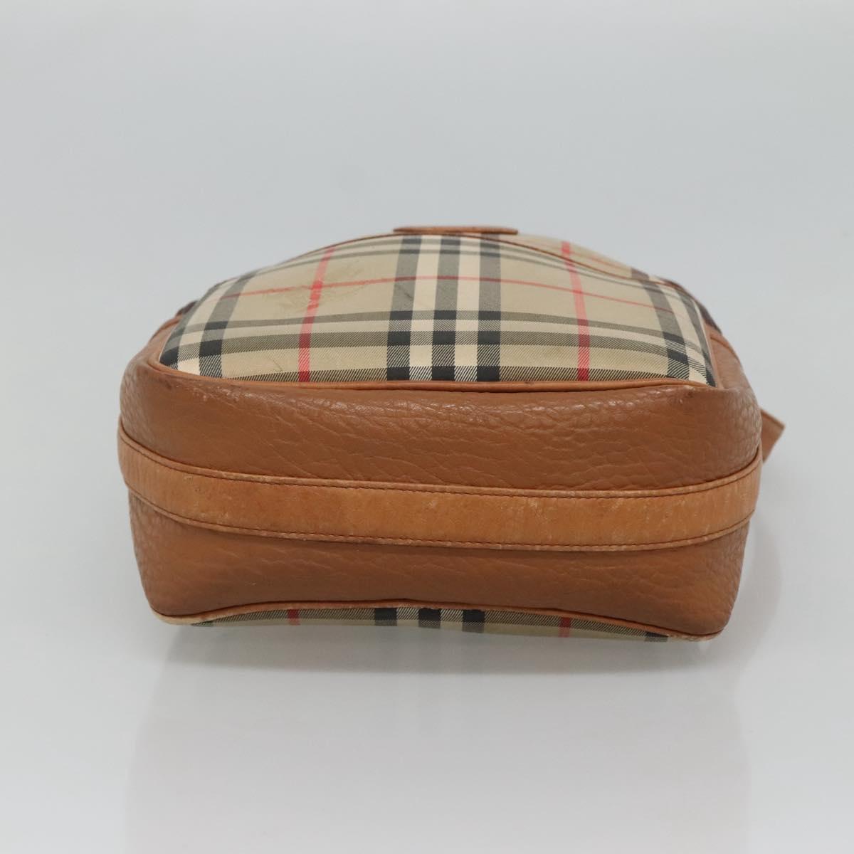 Burberrys Nova Check Blue Label Shoulder Bag Canvas Beige Auth ti2830