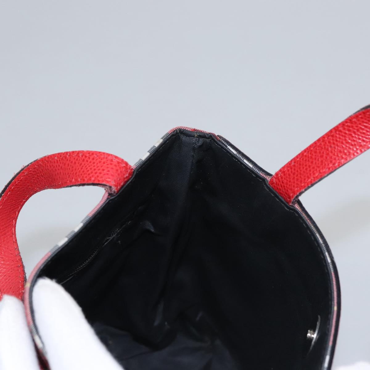BURBERRY Nova Check Hand Bag Nylon Red Auth ti2831