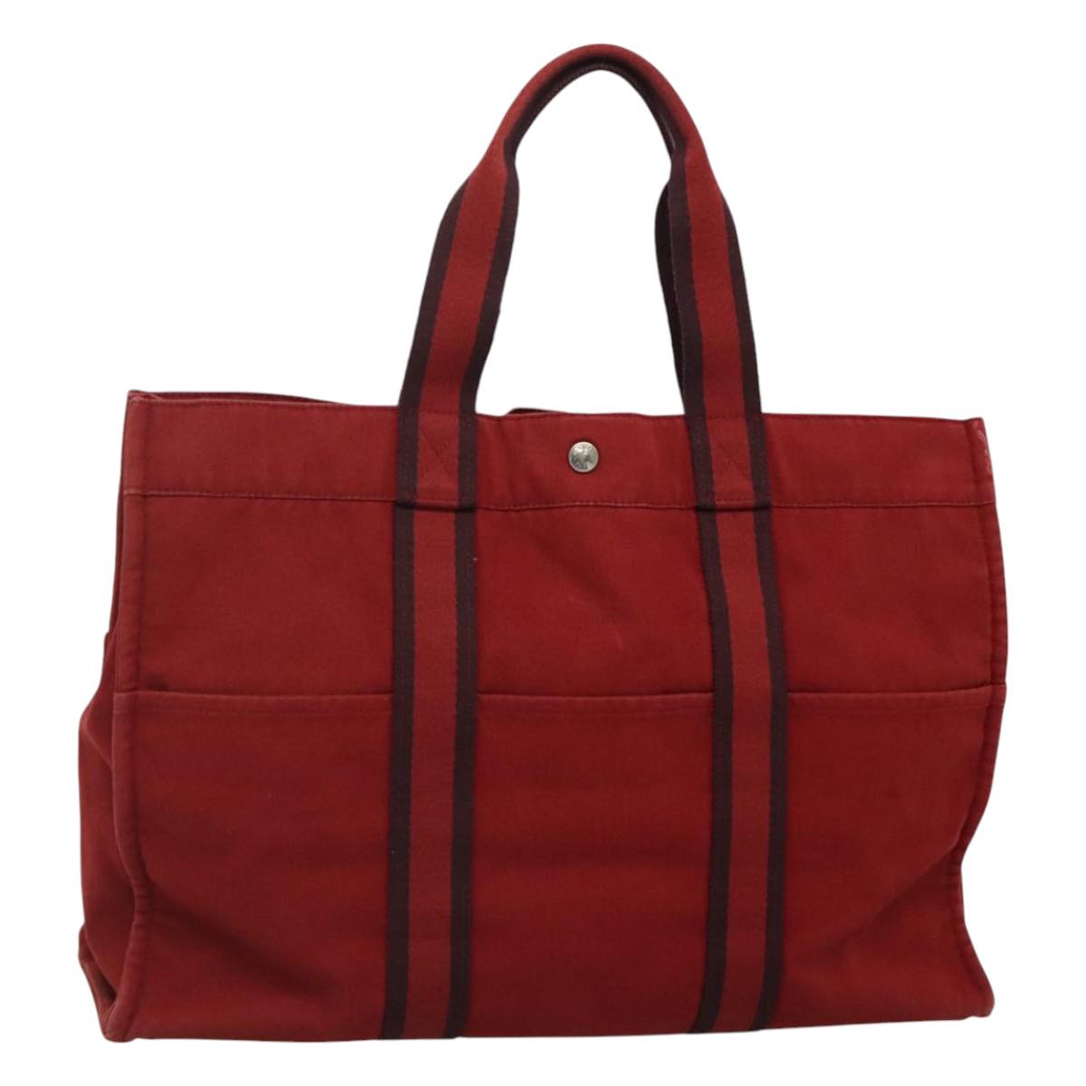 HERMES Fourre Tout GM Hand Bag Canvas Red Auth ti2838