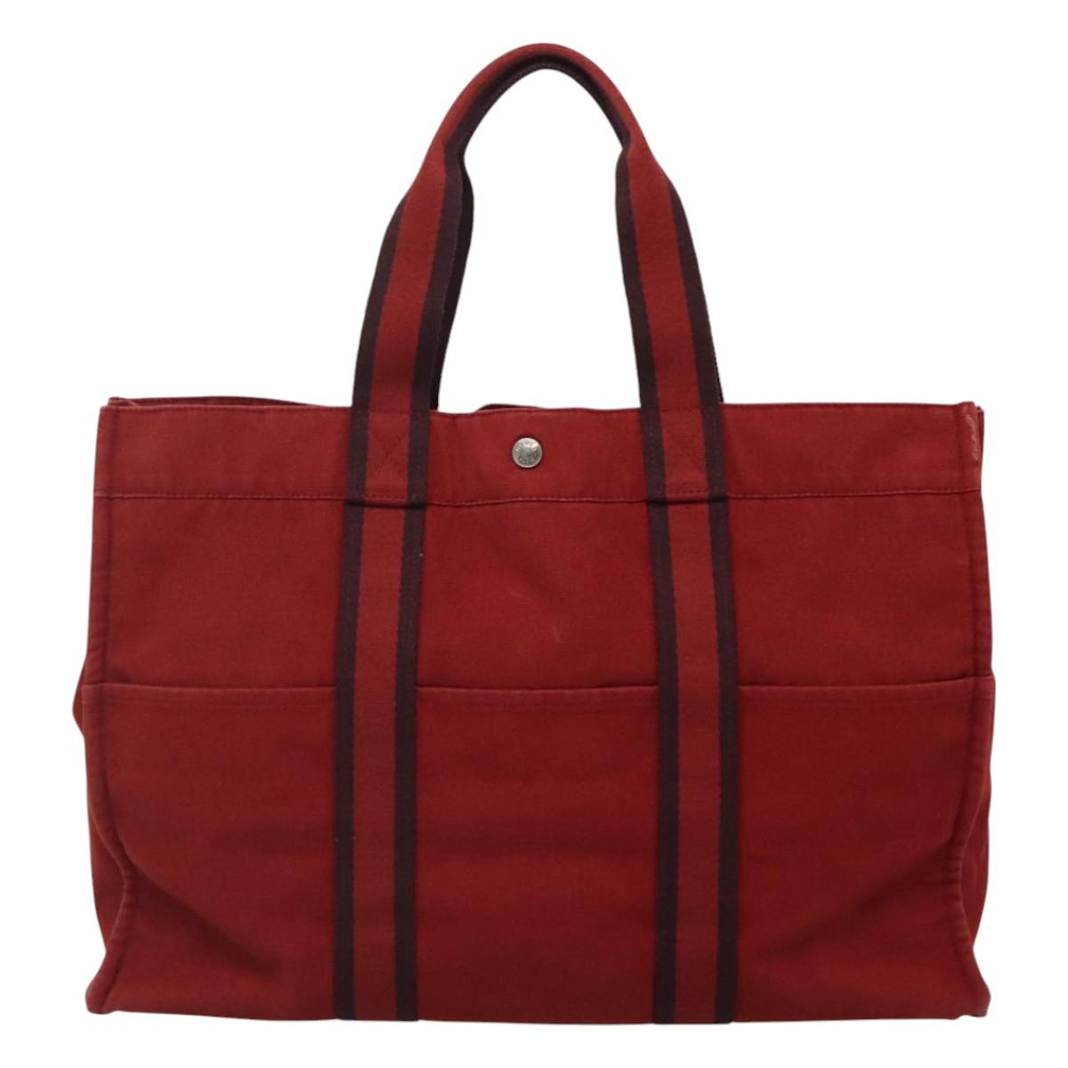 HERMES Fourre Tout GM Hand Bag Canvas Red Auth ti2838