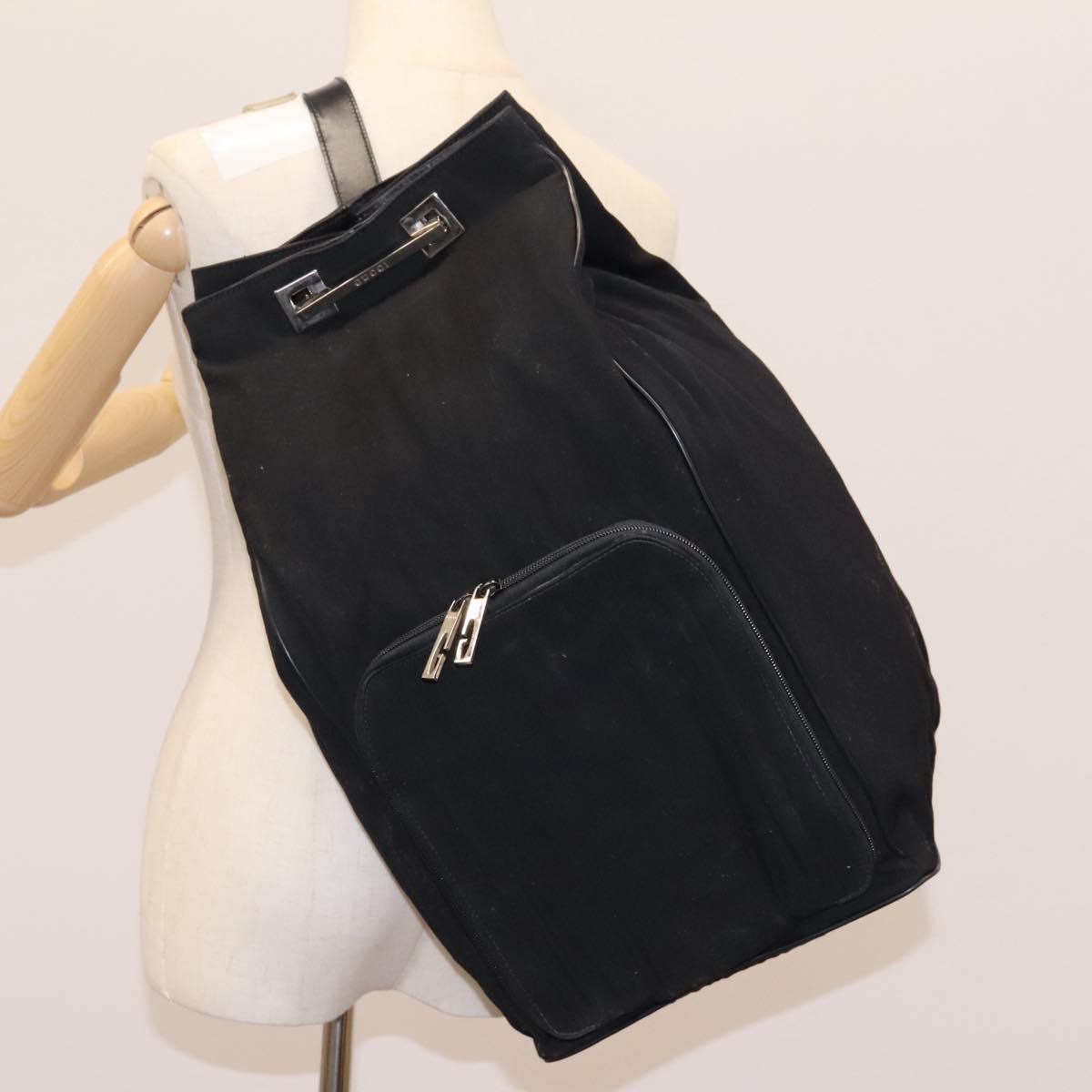 GUCCI Shoulder Bag Canvas Black Auth ti2843