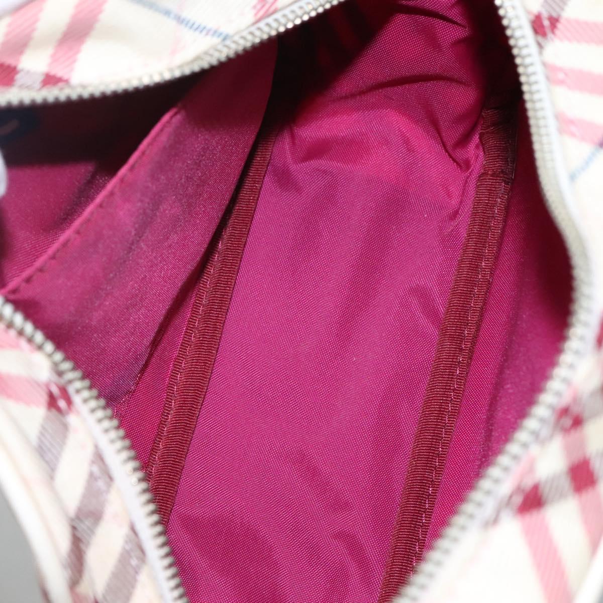 BURBERRY Nova Check Blue Label Shoulder Bag Nylon White Auth ti2846