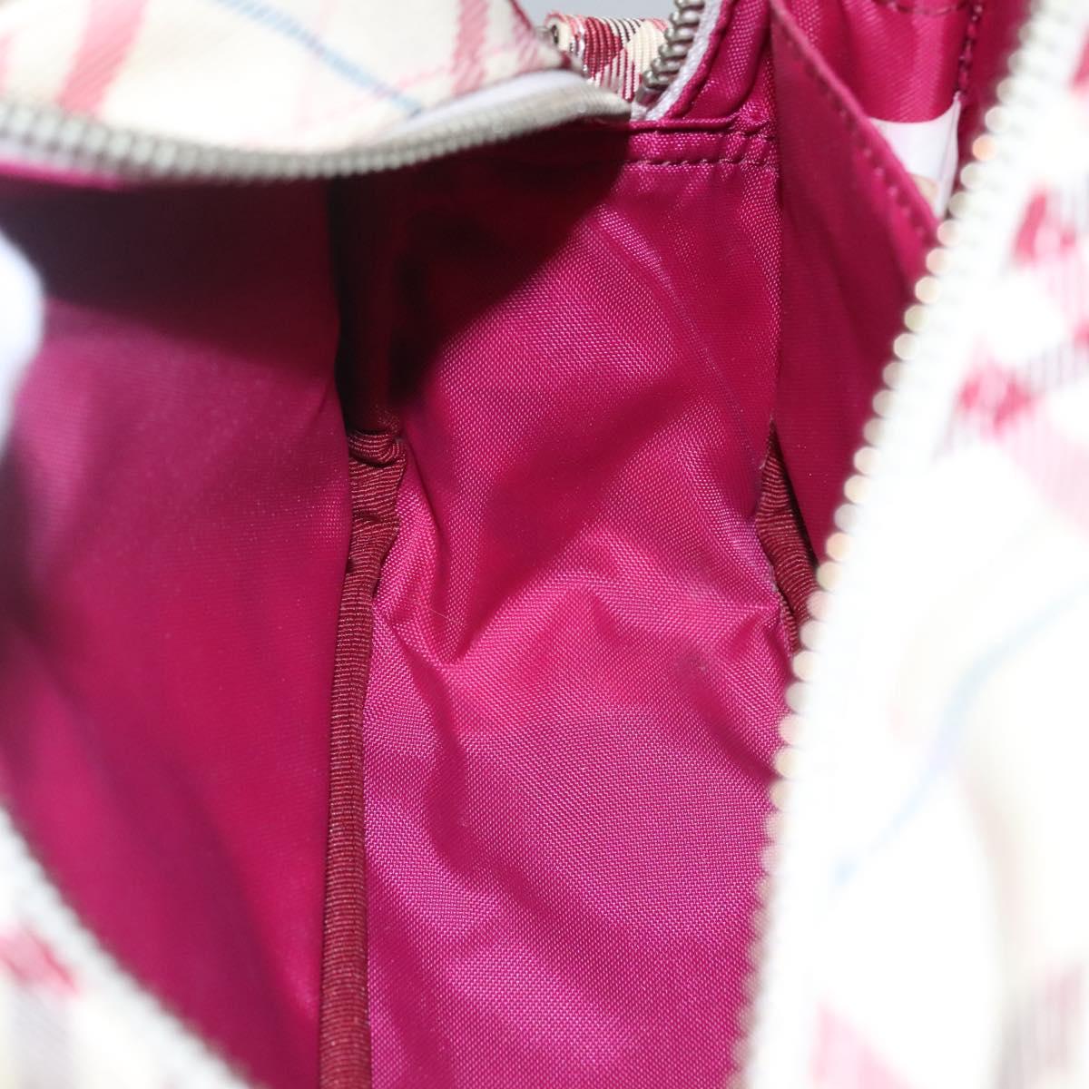 BURBERRY Nova Check Blue Label Shoulder Bag Nylon White Auth ti2846