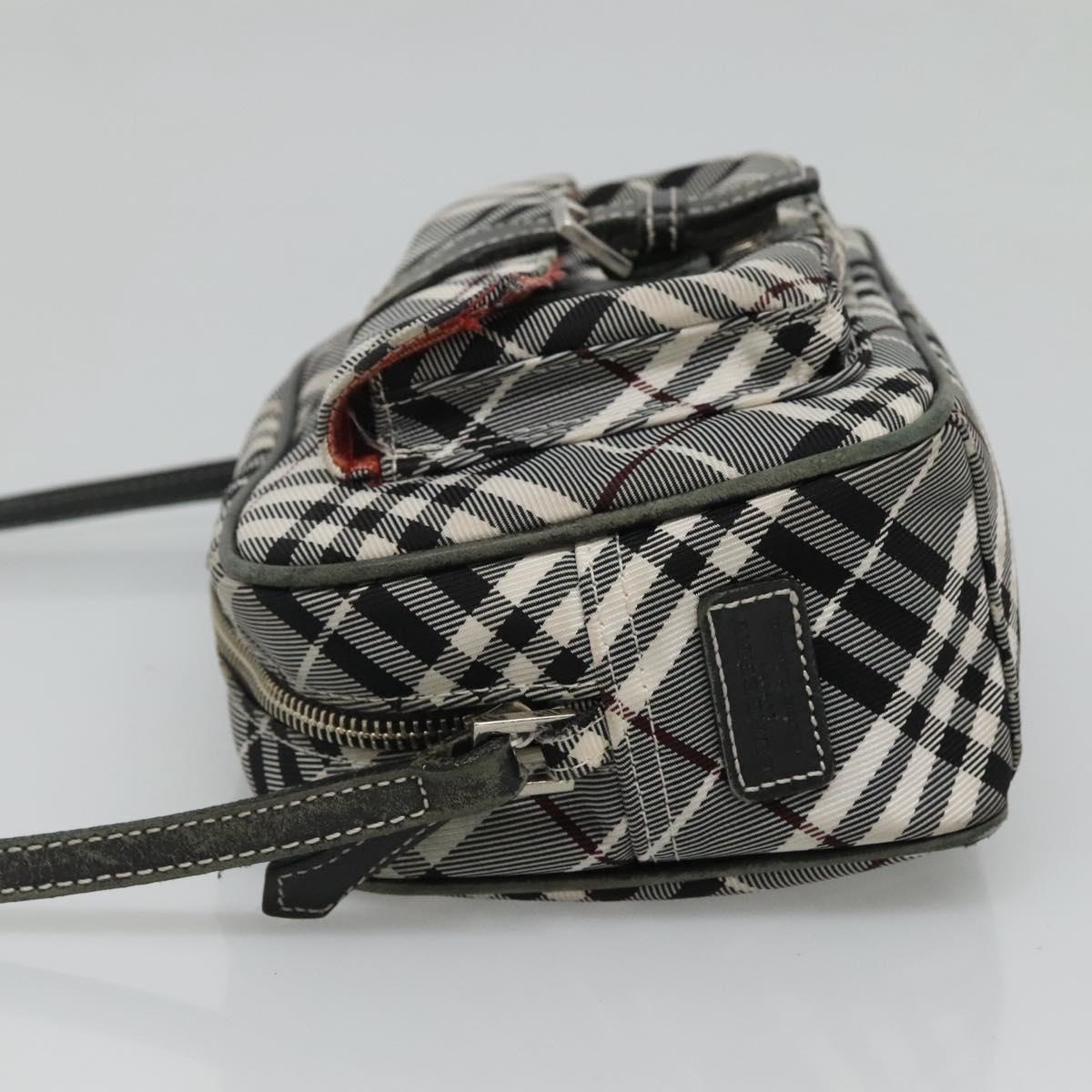 BURBERRY Nova Check Blue Label Shoulder Bag Nylon Black Auth ti2847