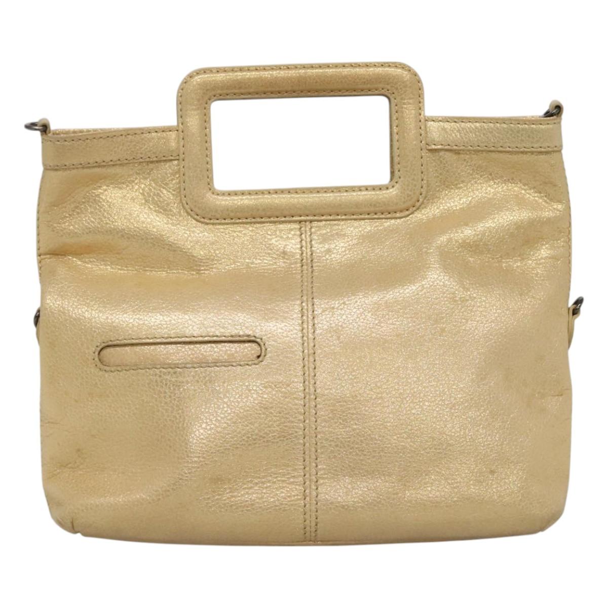 BURBERRY Blue Label Hand Bag Leather 2way Gold Auth ti2851