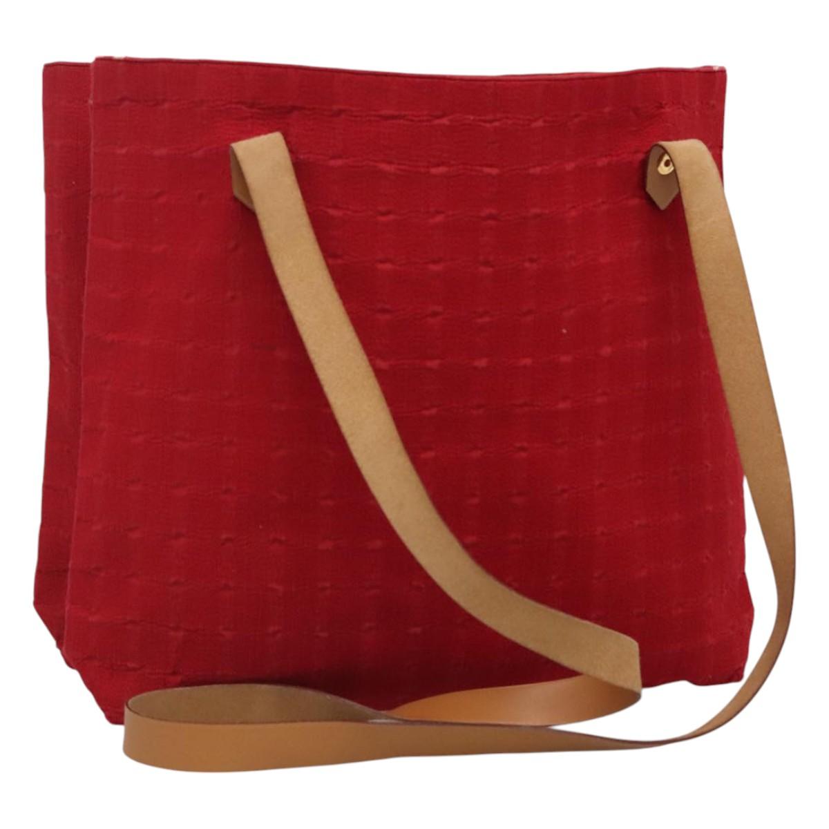 HERMES Shoulder Bag Canvas Red Auth ti2872