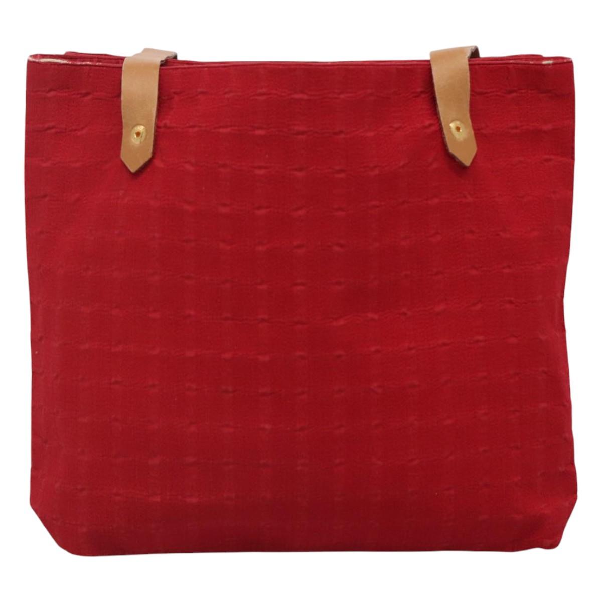 HERMES Shoulder Bag Canvas Red Auth ti2872
