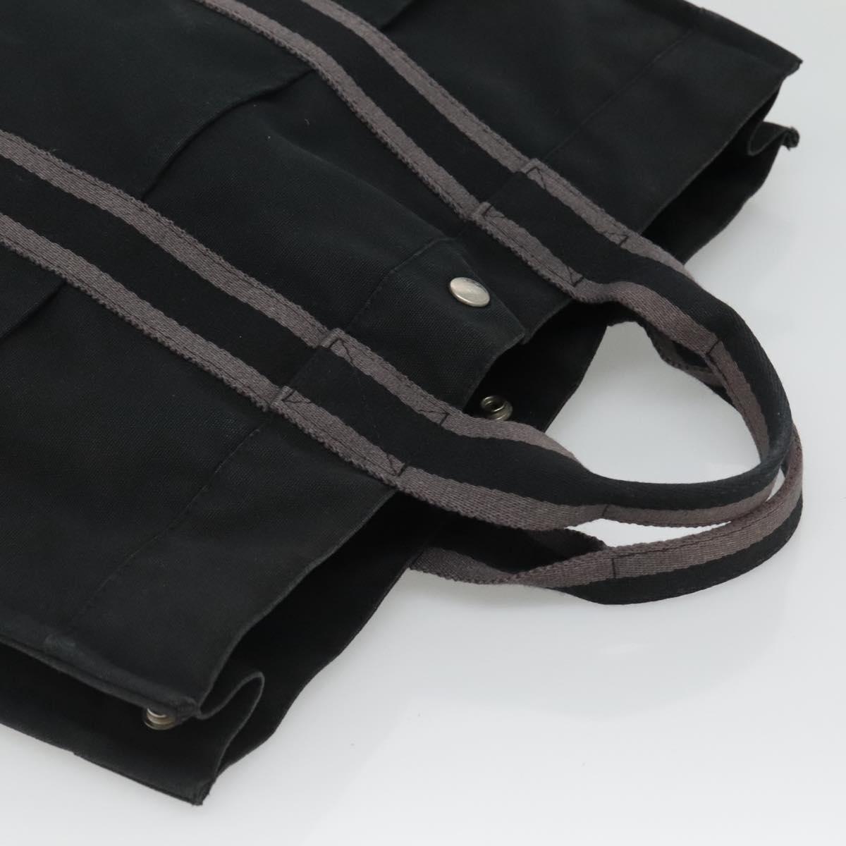 HERMES Fourre Tout MM Hand Bag Canvas Black Auth ti2873